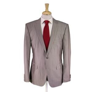 Hugo Boss Haward/Court Light Brown w/ Pink Striped Wool-Silk 2-Btn Suit 42L 42R
